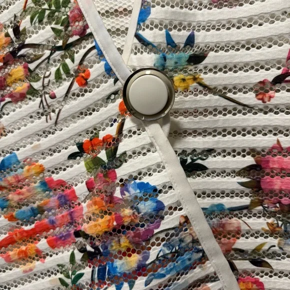 Joseph Ribkoff Asymmetrical Garden Floral Mesh Blazer | Size 8 - Picture 8 of 9